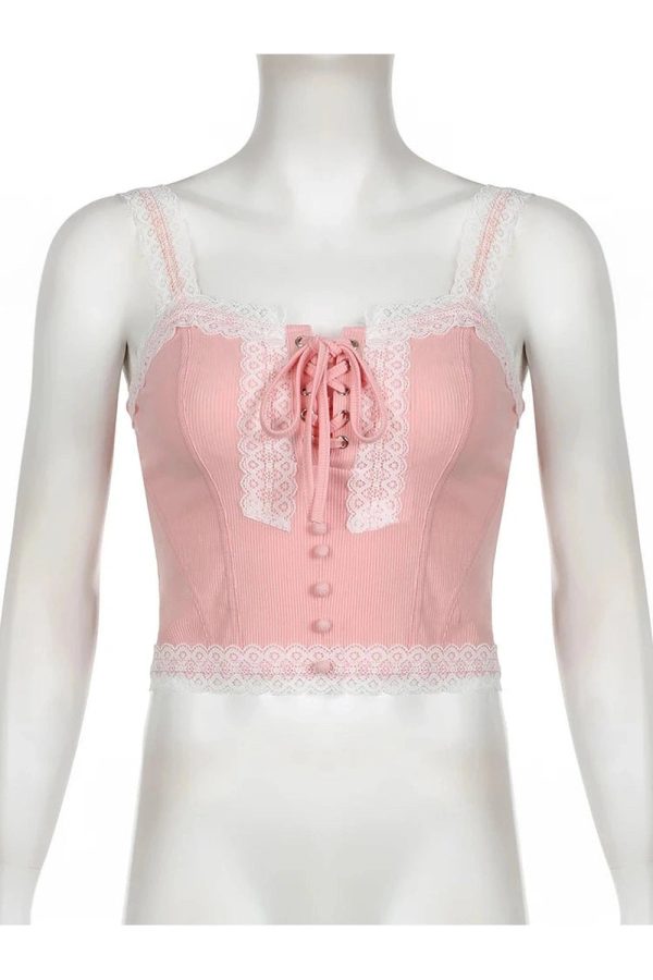 Lace-Trim Angelcore Corset: Embrace Y2K Aesthetic & Coquette Style