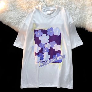 Lavender Blossom Y2K Graphic T-Shirt for Coquette and Grunge Aesthetics