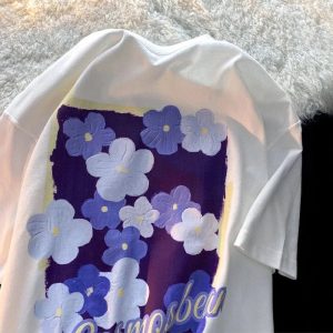 Lavender Blossom Y2K Graphic T-Shirt for Coquette and Grunge Aesthetics