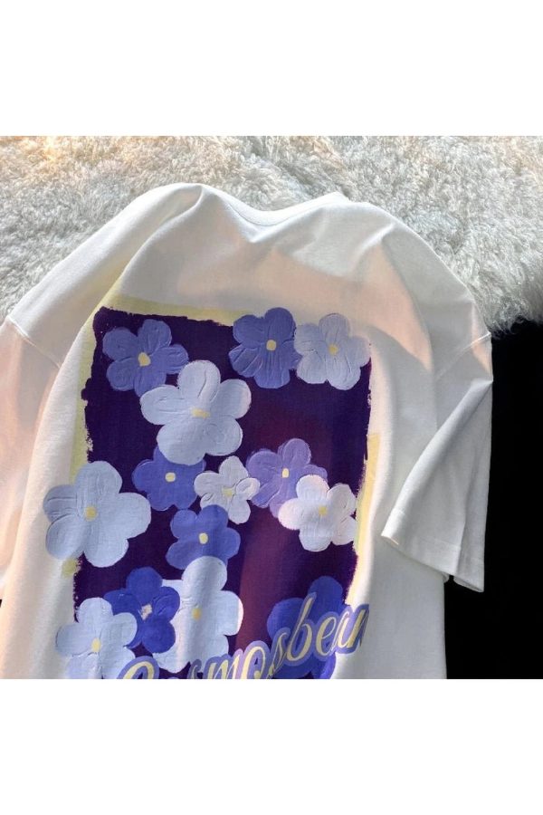 Lavender Blossom Y2K Graphic T-Shirt for Coquette and Grunge Aesthetics