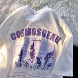 Lavender Dreamscape Y2K Graphic Tee for Coquette and Grunge Aesthetics