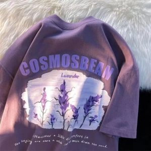 Lavender Dreamscape Y2K Graphic Tee for Coquette and Grunge Aesthetics