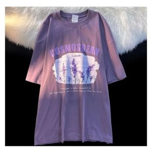 Lavender Dreamscape Y2K Graphic Tee for Coquette and Grunge Aesthetics