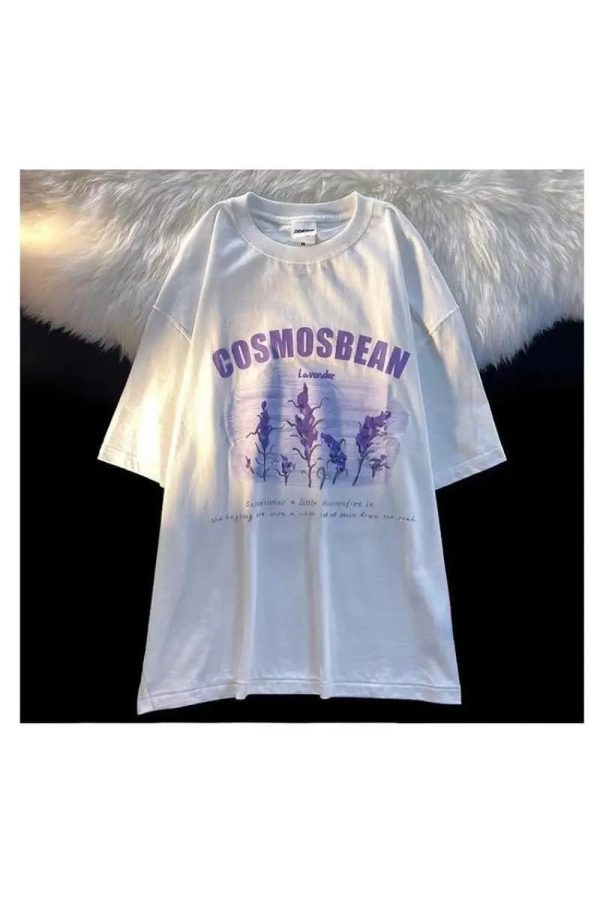 Lavender Dreamscape Y2K Graphic Tee for Coquette and Grunge Aesthetics