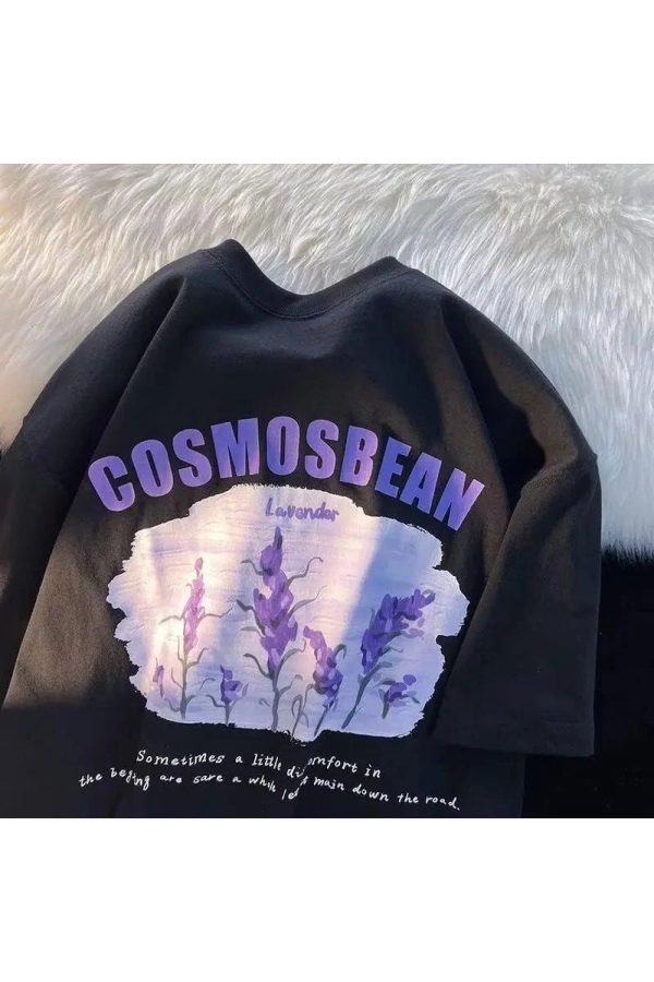 Lavender Dreamscape Y2K Graphic Tee for Coquette and Grunge Aesthetics