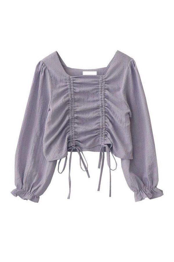 Lavender Ruched Dream Blouse - Y2K Aesthetic Cute Top for Stylish Outfits