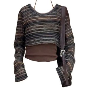 Layered Boho Knit Crop Top for Y2K Aesthetic and Coquette Style