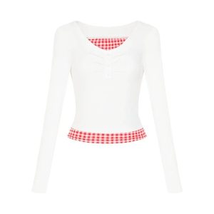 Lemon Gingham Layered Top - Y2K Aesthetic Cute Top for Stylish Outfits