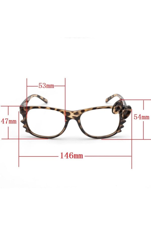 Leopard Bow Geek Chic Glasses for Y2K Aesthetic and Coquette Style