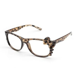 Leopard Bow Geek Chic Glasses for Y2K Aesthetic and Coquette Style