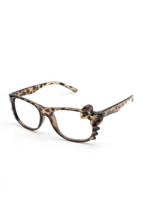 Leopard Bow Geek Chic Glasses for Y2K Aesthetic and Coquette Style