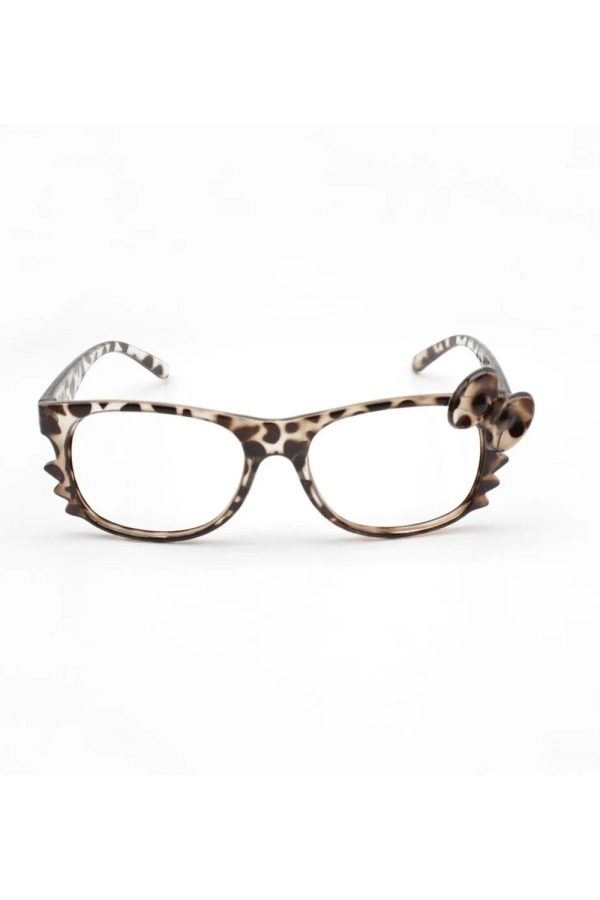 Leopard Bow Geek Chic Glasses for Y2K Aesthetic and Coquette Style