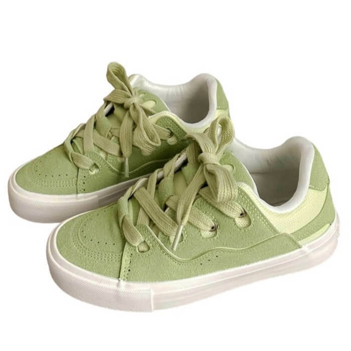 Light Green Y2K Skater Sneakers for Trendy Aesthetic Outfits