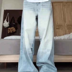 Light Wash Oversized Baggy Jeans for Y2K Aesthetic and Grunge Style