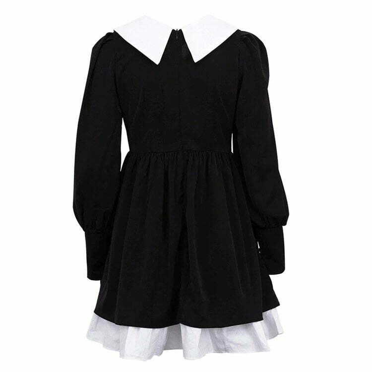 Like a Doll Y2K Black Collar Dress for Coquette and Grunge Aesthetics