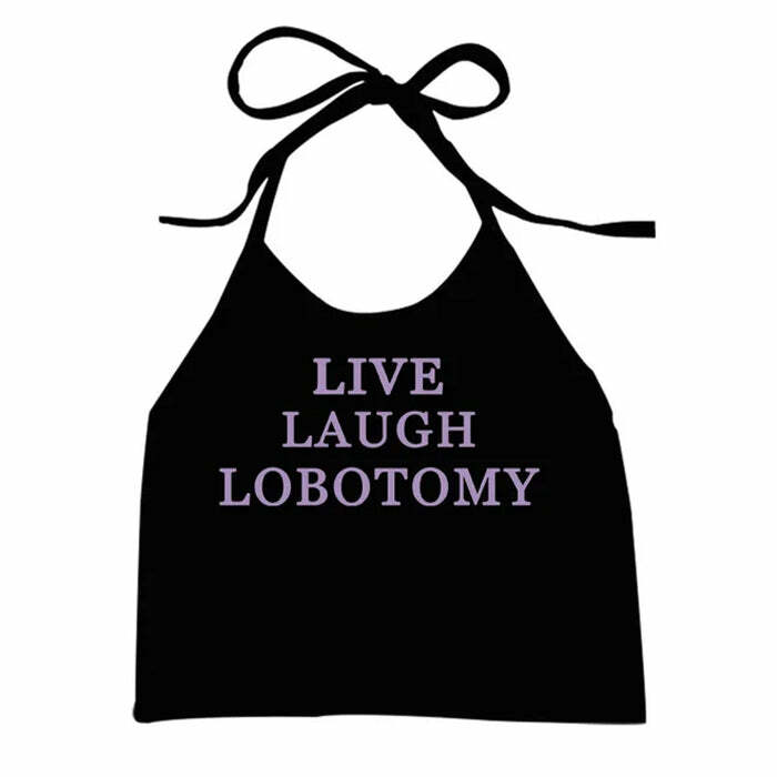 Live Laugh Halter Top - Y2K Aesthetic Cute Top for Trendy Outfits