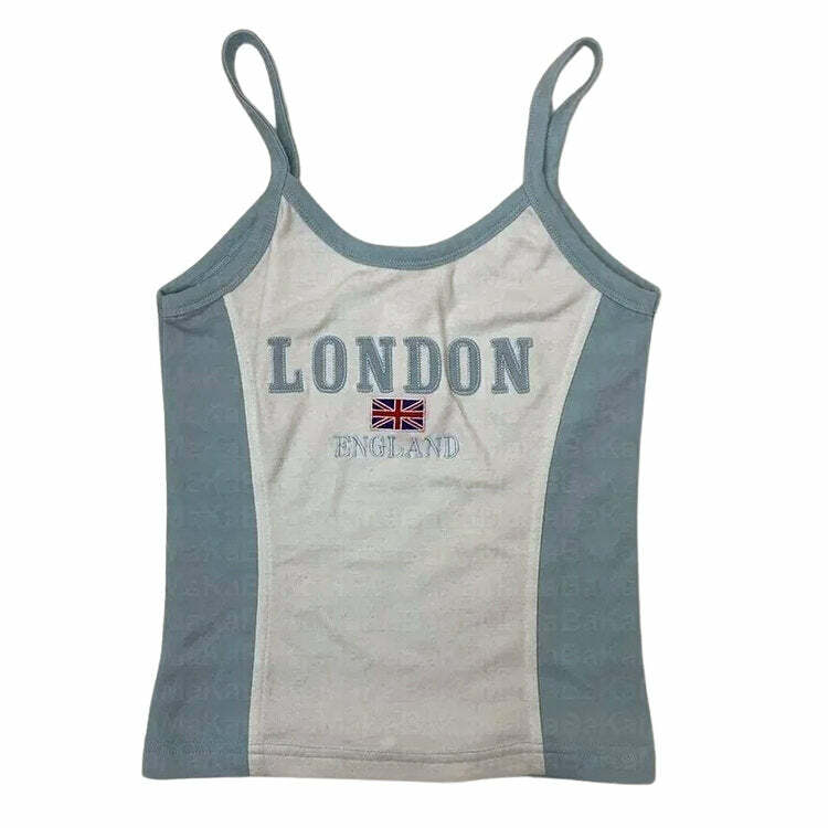 London Embroidery Y2K Tank Top - Trendy Coquette Aesthetic Style