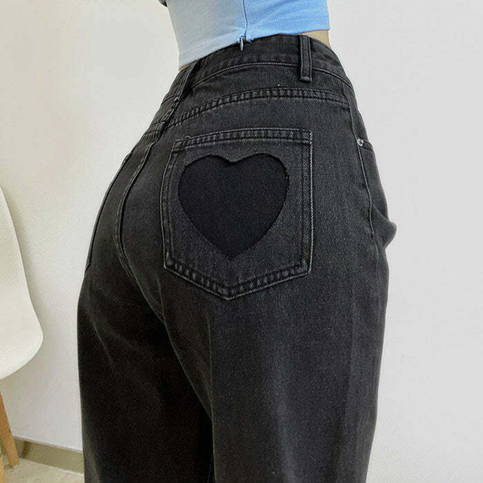 Love Bites Y2K Gradient Jeans for Grunge and Coquette Aesthetic Styles