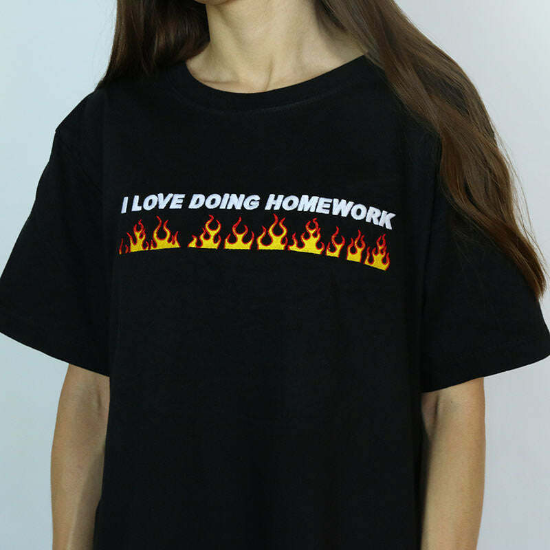 Love Doing Homework Tee - Y2K Aesthetic Cute Top for Cozy Vibes