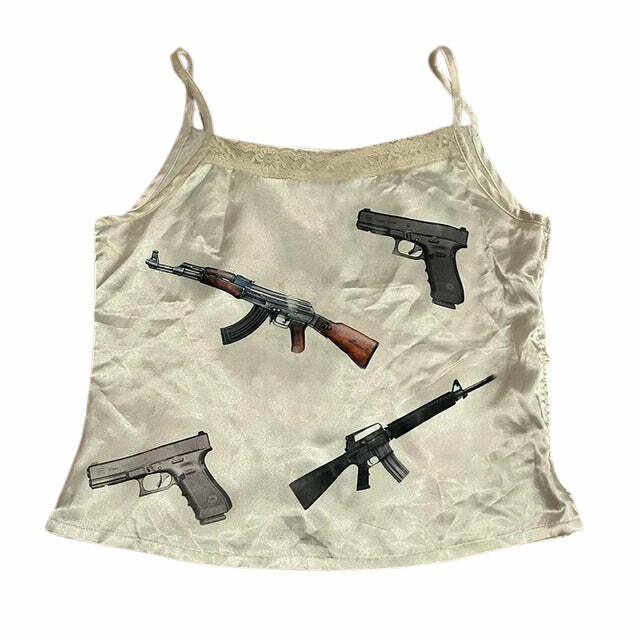 Love Roulette Gun Tank Top - Y2K Aesthetic Cute Top for Grunge Style