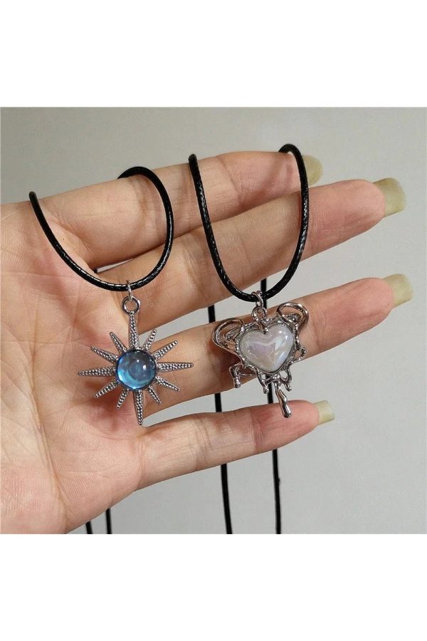 Lunar Glow Angel Heart Necklace - Y2K Aesthetic Jewelry for Trendy Styles