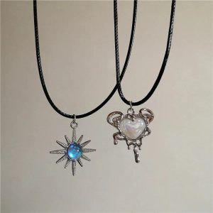 Lunar Glow Angel Heart Necklace - Y2K Aesthetic Jewelry for Trendy Styles