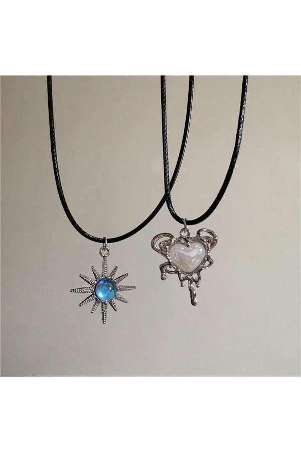 Lunar Glow Angel Heart Necklace - Y2K Aesthetic Jewelry for Trendy Styles