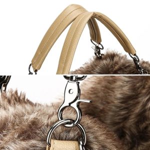 Luxe Faux Fur Studded Handbag for Y2K Fashion & Coquette Aesthetic