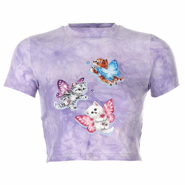 Magic Kitty Crop Top - Y2K Aesthetic Cute Top for Coquette Style