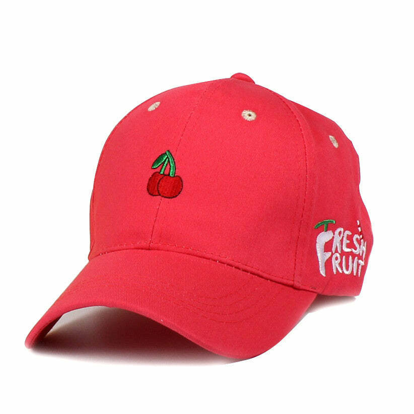 Merry Cherry Y2K Baseball Cap for Cute Aesthetic Outfits and Styles