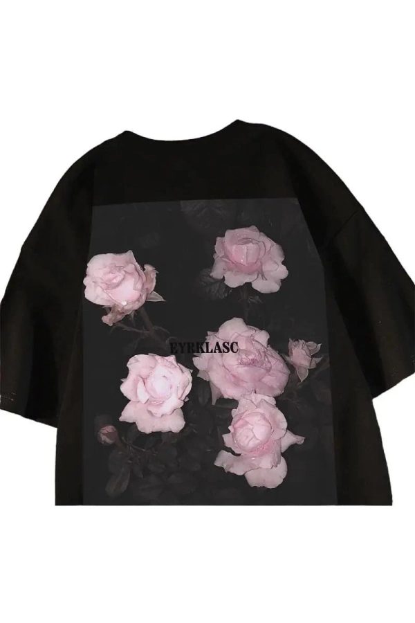 Midnight Bloom Y2K Graphic T-Shirt for Aesthetic Outfits and Styles