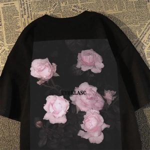 Midnight Bloom Y2K Graphic T-Shirt for Aesthetic Outfits and Styles