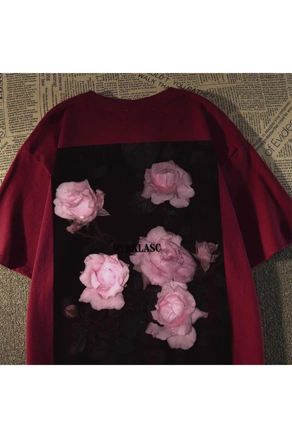 Midnight Bloom Y2K Graphic T-Shirt for Aesthetic Outfits and Styles