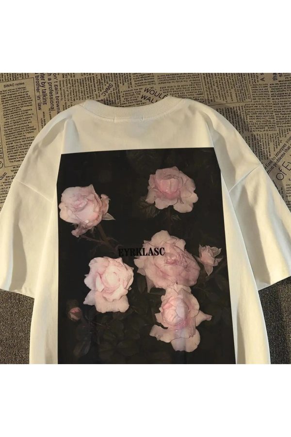 Midnight Bloom Y2K Graphic T-Shirt for Aesthetic Outfits and Styles