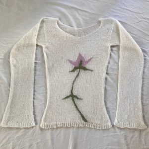 Midnight Bloom Y2K Knit Sweater - Cozy Aesthetic for Fall Fashion