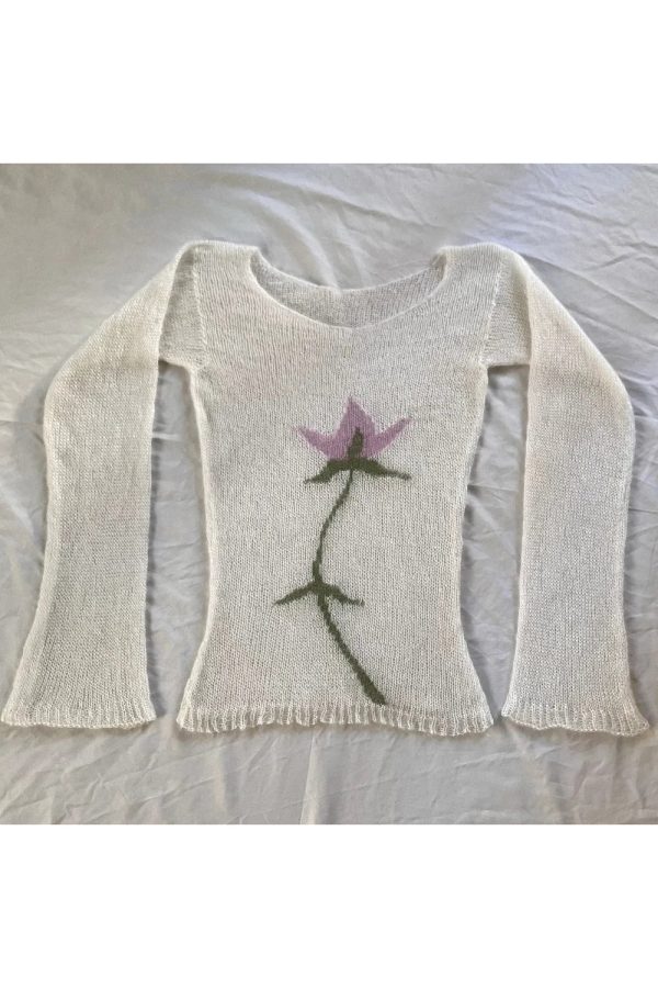 Midnight Bloom Y2K Knit Sweater - Cozy Aesthetic for Fall Fashion