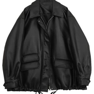 Midnight Rebel Y2K Oversized Jacket for Grunge and Coquette Aesthetic