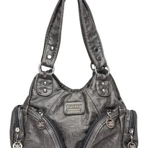 Midnight Zipper Accent Shoulder Bag - Y2K Aesthetic Chic Accessory