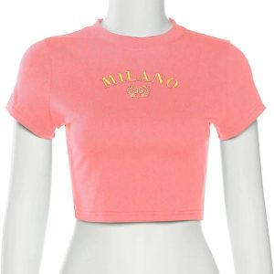 Milano Crest Y2K Cropped Top - Cute Aesthetic for Trendy Outfits