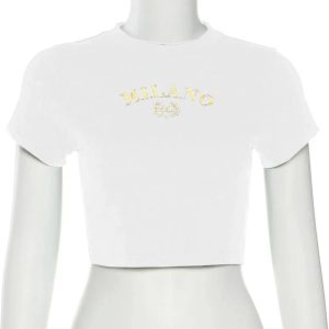 Milano Crest Y2K Cropped Top - Cute Aesthetic for Trendy Outfits