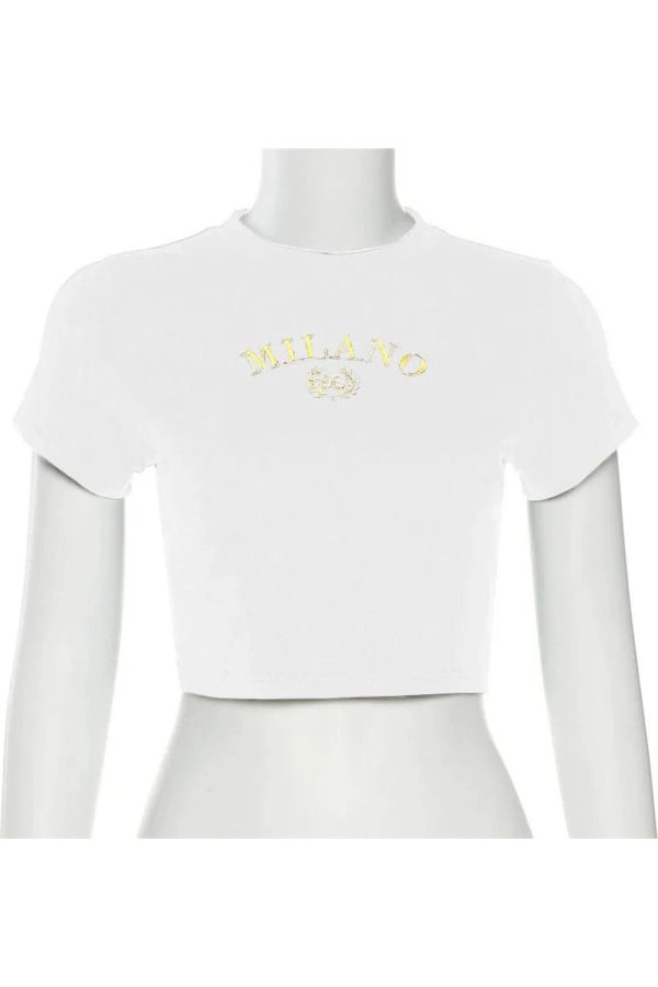 Milano Crest Y2K Cropped Top - Cute Aesthetic for Trendy Outfits