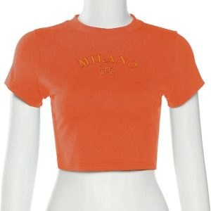 Milano Crest Y2K Cropped Top - Cute Aesthetic for Trendy Outfits