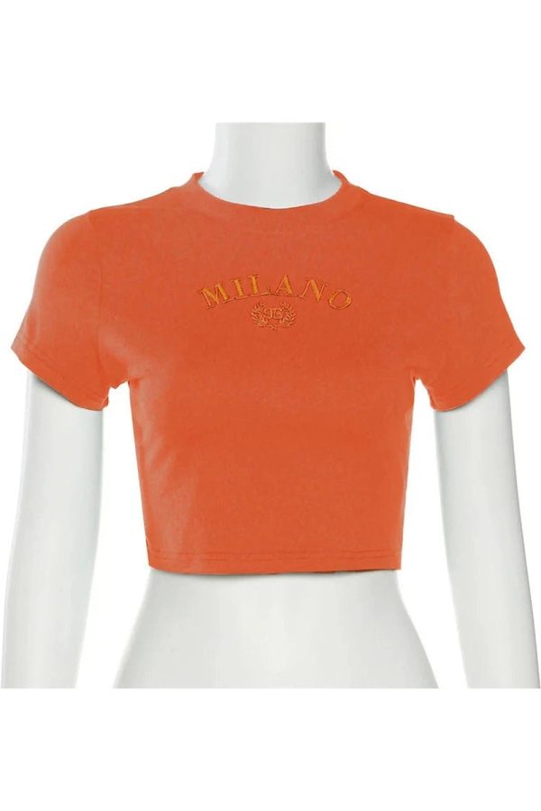 Milano Crest Y2K Cropped Top - Cute Aesthetic for Trendy Outfits