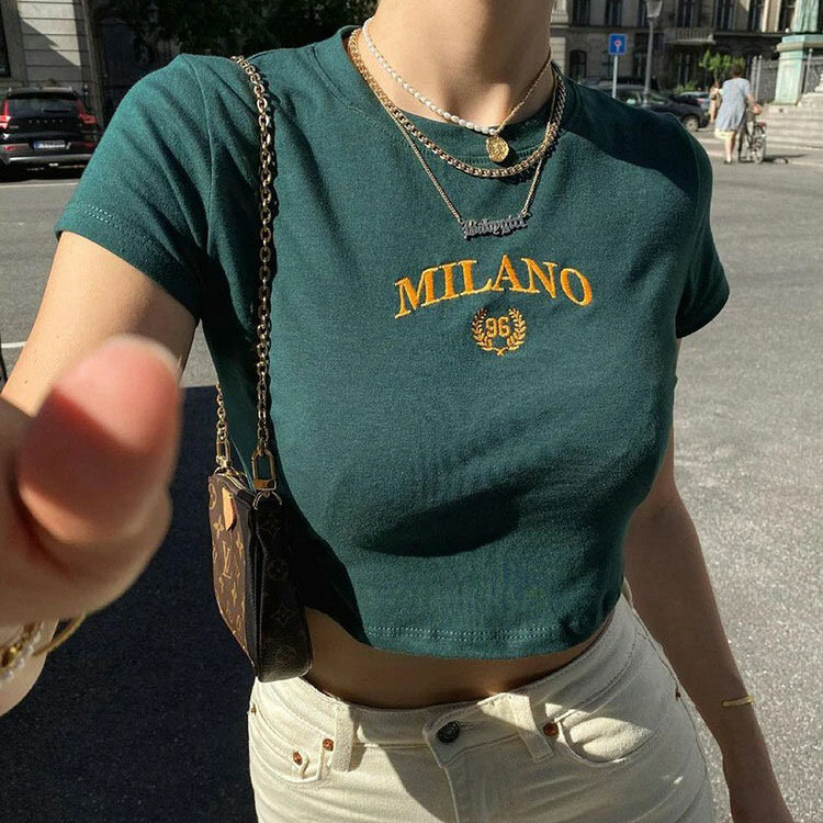 Milano Crop Top: Y2K Aesthetic Cute Top for Grunge & Coquette Styles