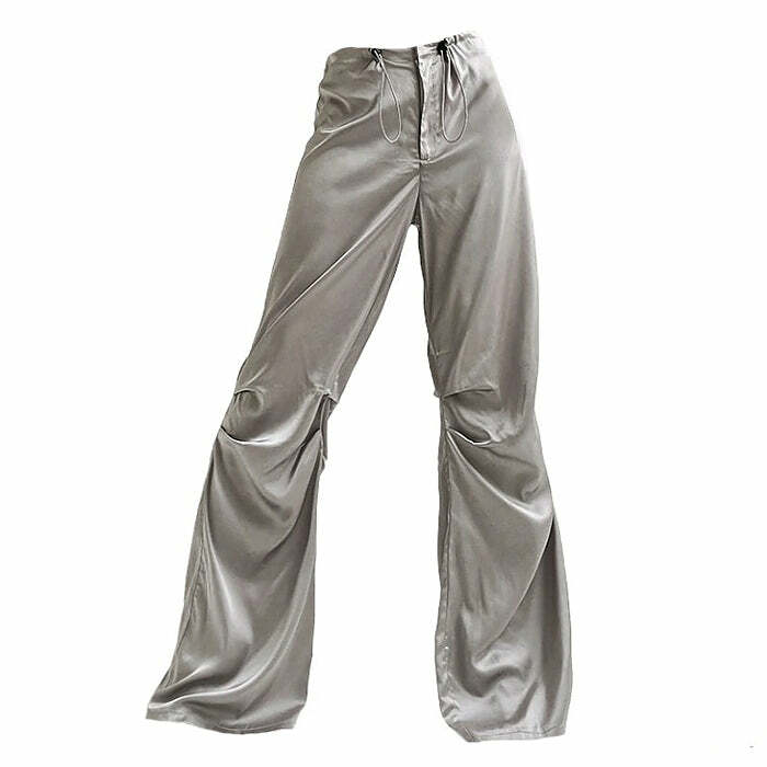 Miracle Satin Wide Pants - Y2K Aesthetic Chic for Effortless Style