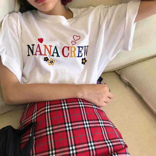 Nana Crew T-Shirt - Y2K Aesthetic Cute Top for Comfy Grunge Style