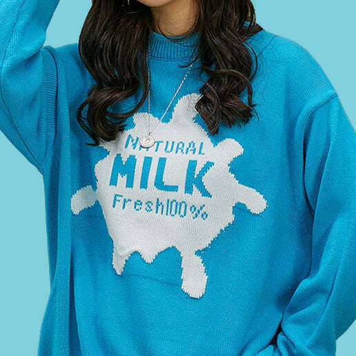 Natural Milk Knit Y2K Hoodie - Cozy Aesthetic Top for Grunge Style