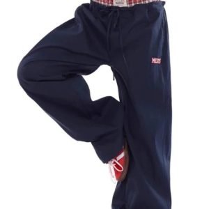 Navy Baggy Streetwear Pants for Y2K Aesthetic and Grunge Style Outfits