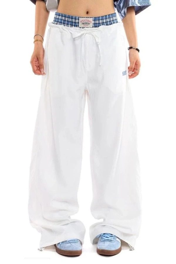 Navy Baggy Streetwear Pants for Y2K Aesthetic and Grunge Style Outfits