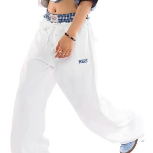 Navy Baggy Streetwear Pants for Y2K Aesthetic and Grunge Style Outfits